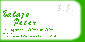 balazs peter business card